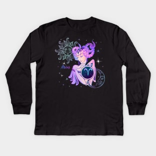 Aries Astrology Horoscope Zodiac Sign Illustration Kids Long Sleeve T-Shirt